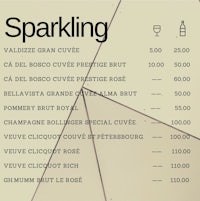 a menu with the word sparkling on it